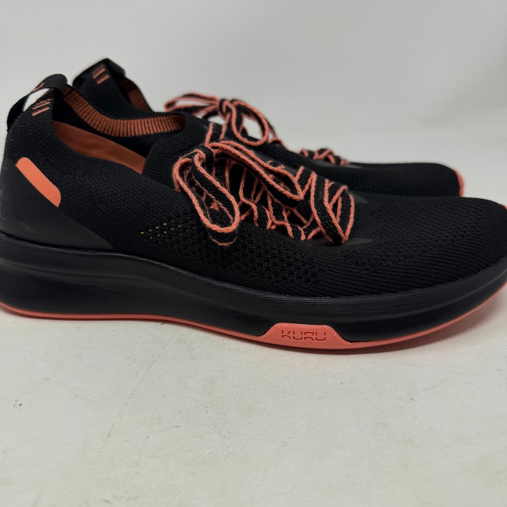 KURU Sneakers Womens 7.5 Flux Black Peach Orthopedic Athletic EUC